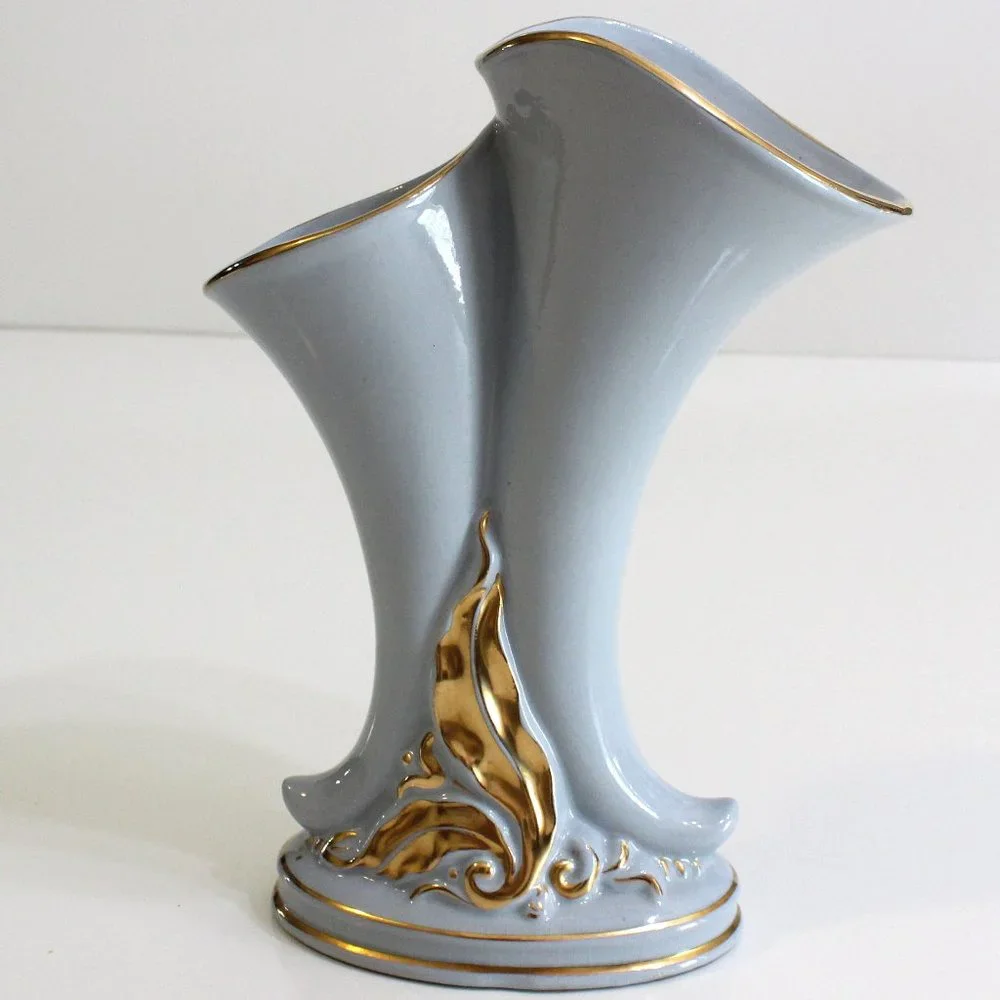 Princeton Vintage 1940's Double Vase Blue Gold